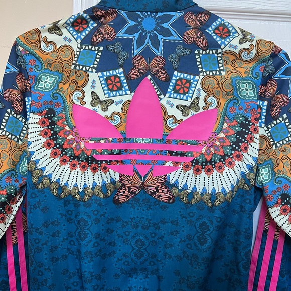 Adidas x Farm Rio Borbomix Floral Blue Pink Trim Track Jacket Bomber - Picture 10 of 12